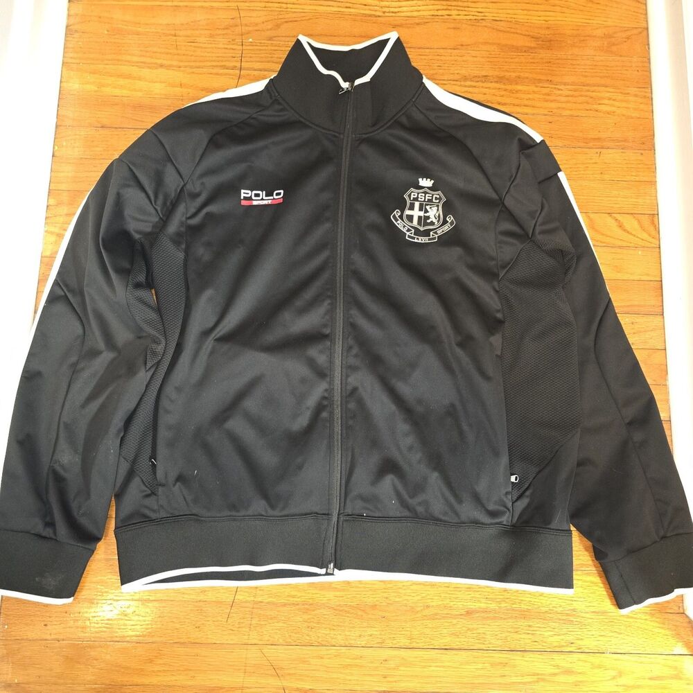 Polo Sport Performance Track Jacket Mens XXL Black Full Zip PSFC Football Black